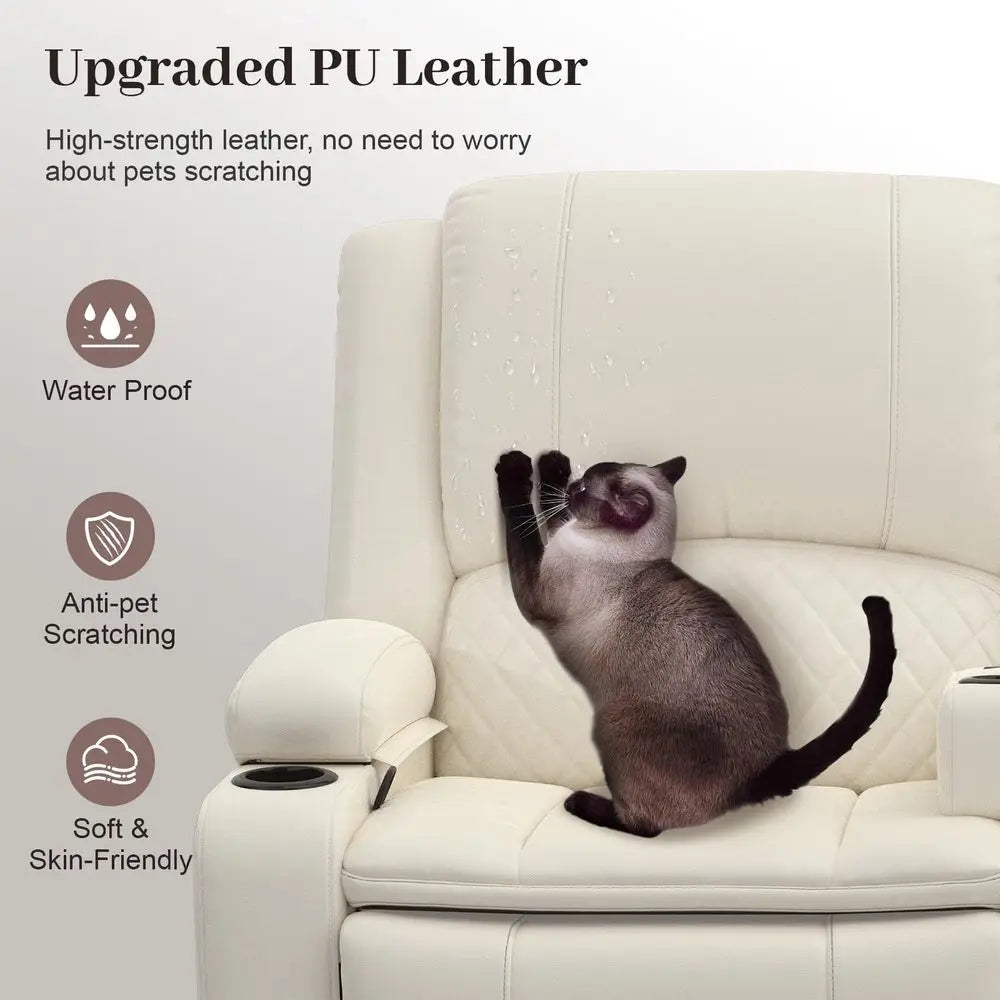Loveseat Recliner Sofa, Manual Reclining Loveseat with Removable Armrest, PU Leather Double Recliner for RV with 2Tier Cushions