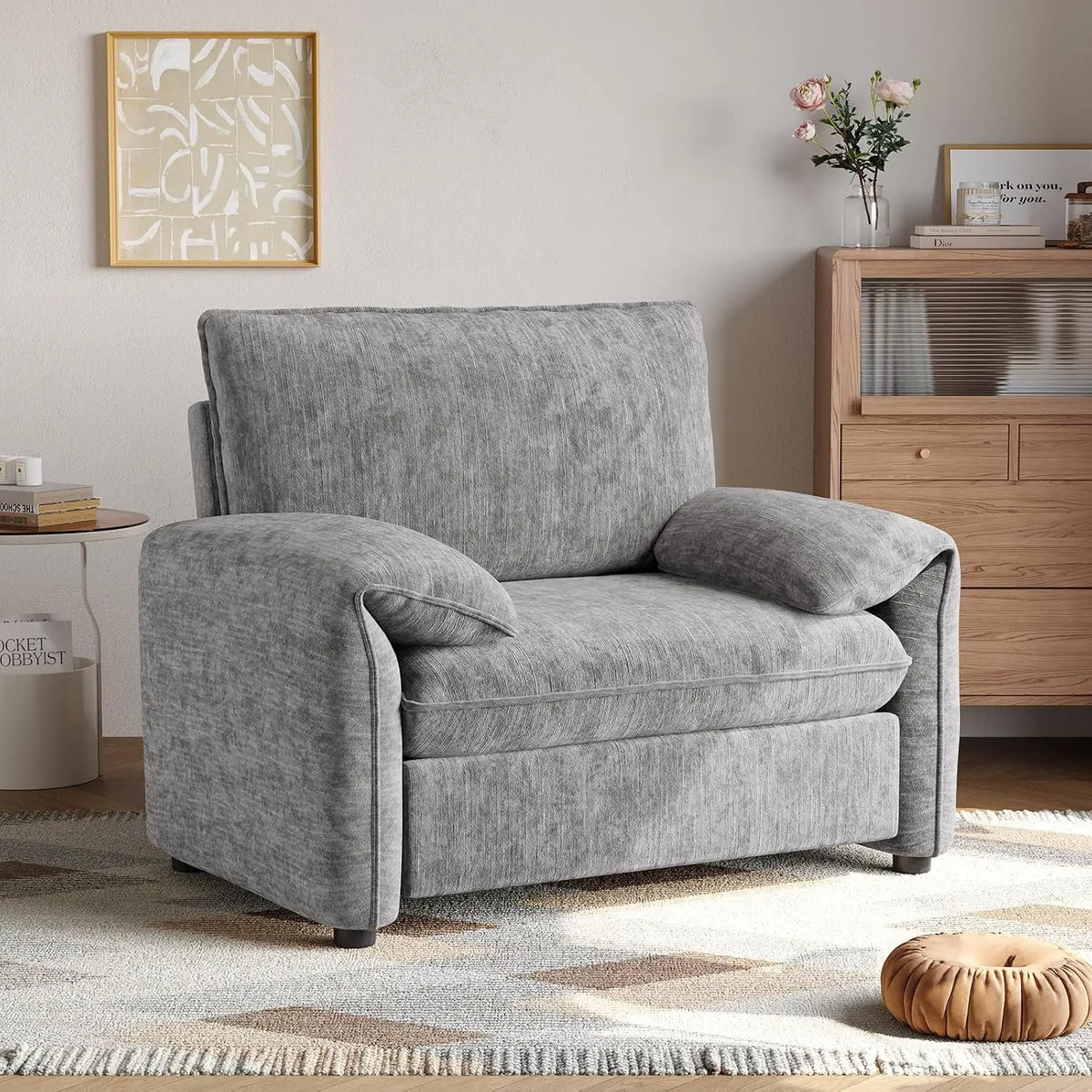 ONBRILL Plush Chenille Accent Chair Modern High Back Lounge Chair