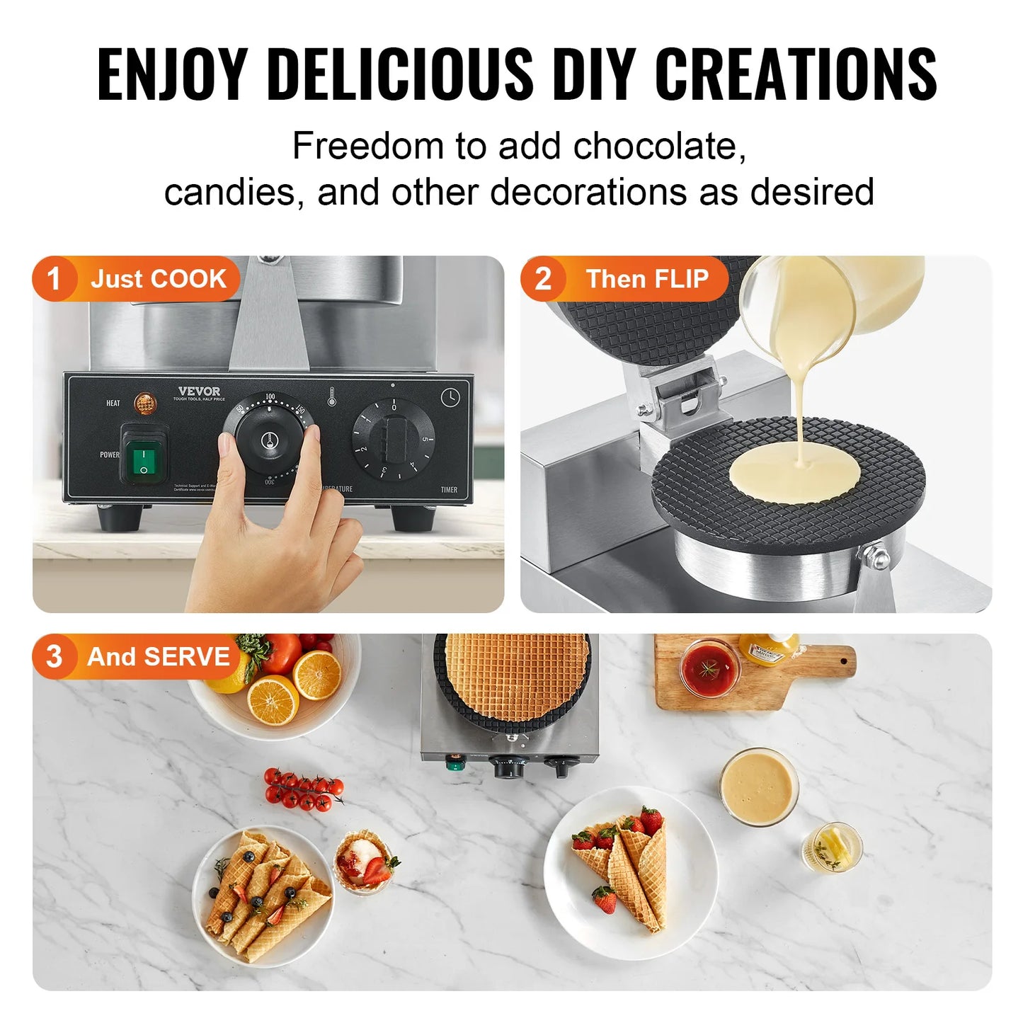 SucceBuy Commercial Electric Ice Cream Cone Maker With Temp Control