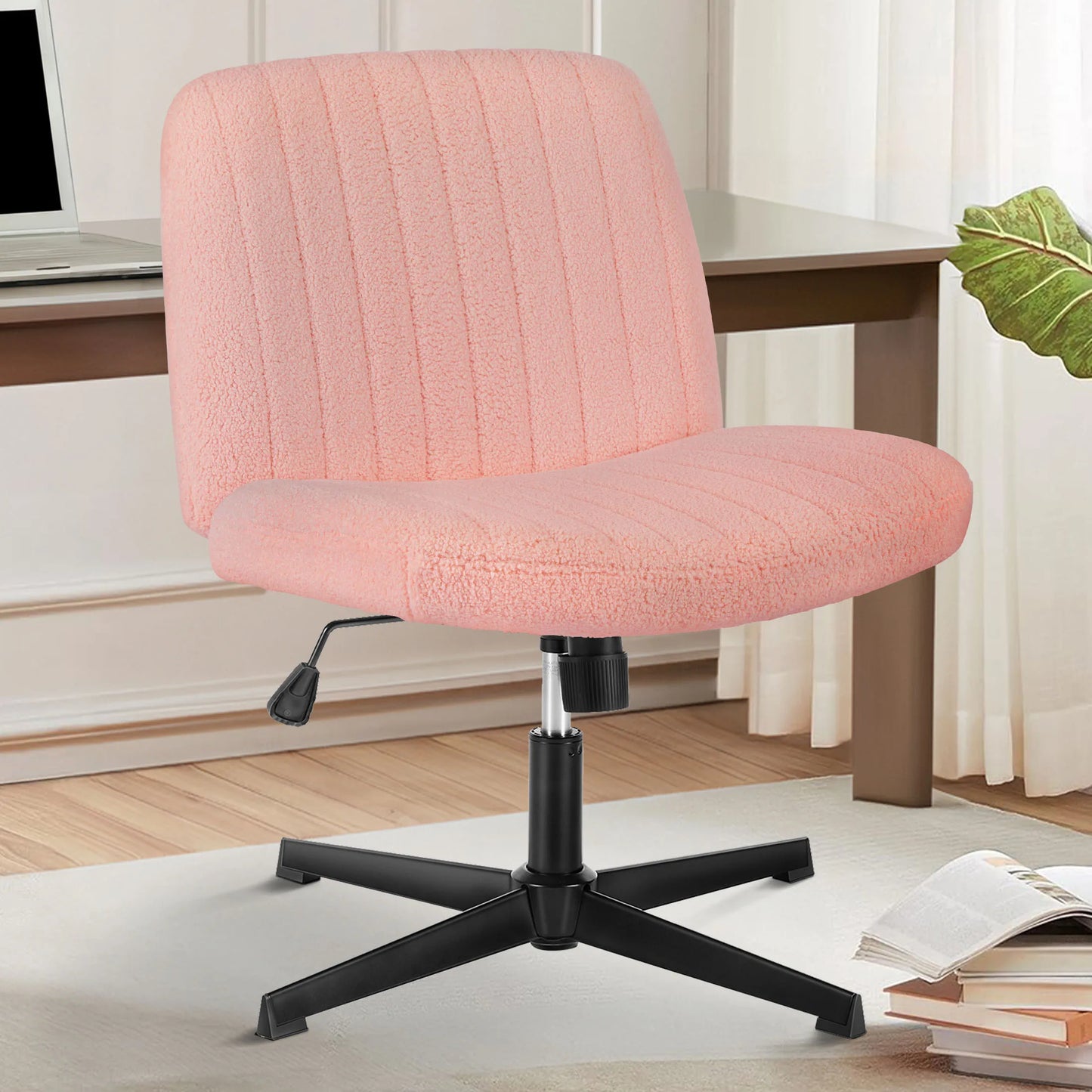 MCQ Ergonomic Armless PU Leather Office Chair Adjustable Backrest