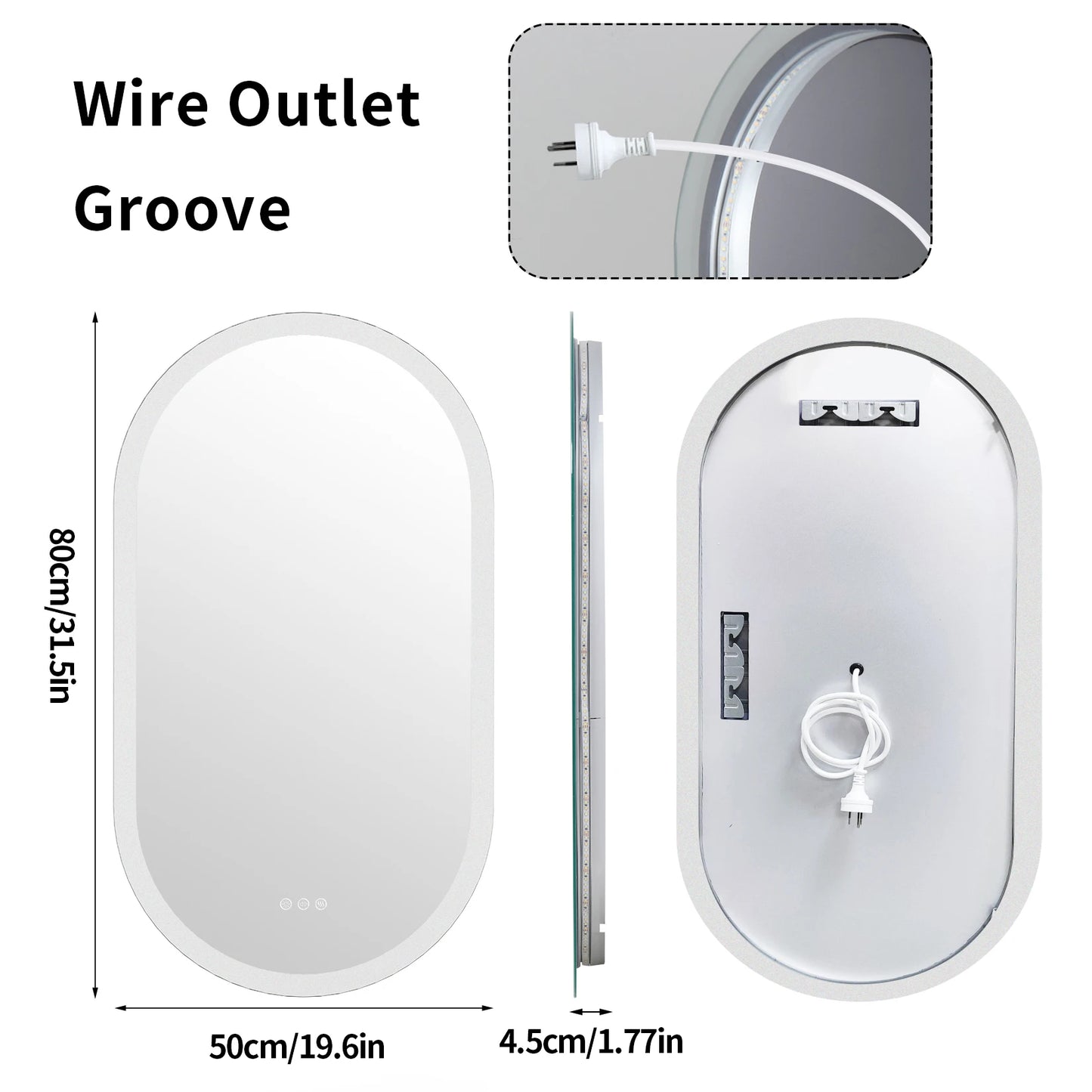 Wisfor Oval Led Wall Mounted Lighted Vanity Mirror Anti Fog