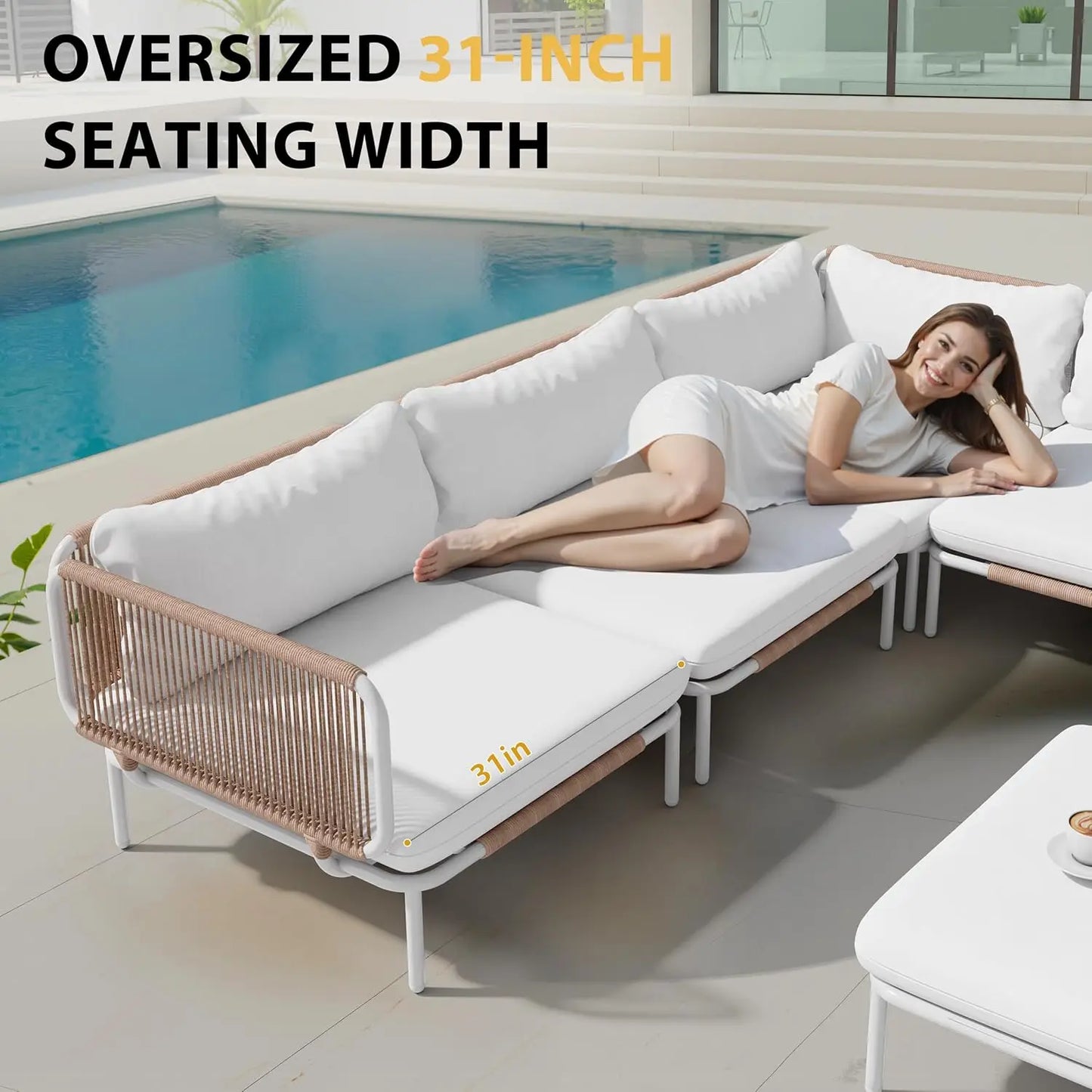 Modern Outdoor Sectional Sofa With Weather Resistant Frame
