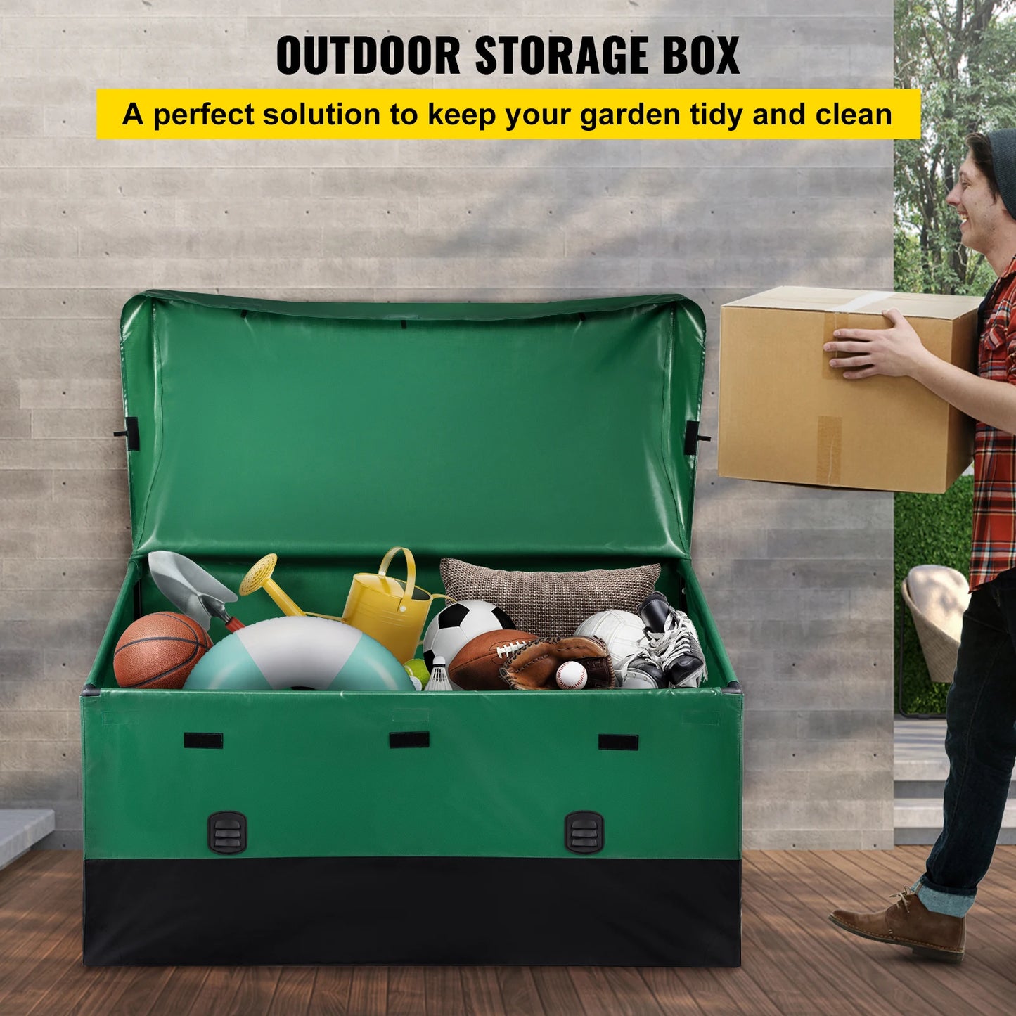 Outdoor Storage Box With Waterproof PE Tarpaulin And Durable Frame