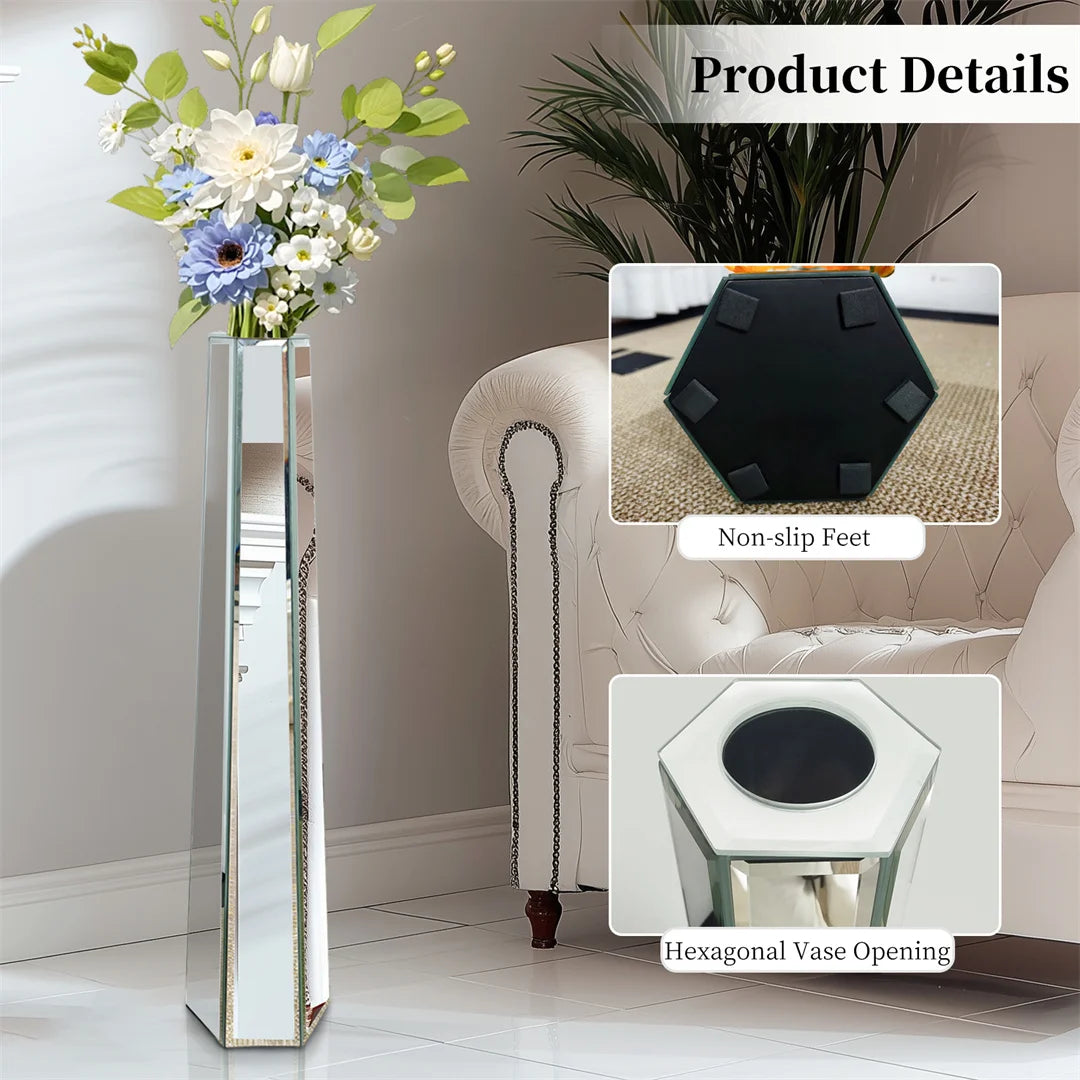 Modern Mirrored Glass Floor Vase For Elegant Home Display