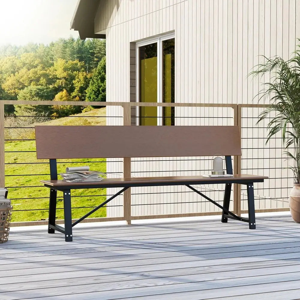 Extra Long Outdoor Bench for 4, 1100 lbs Weight Capacity, Heavy-Duty Patio Dining Bench for Garden, Porch, Backyard & Park