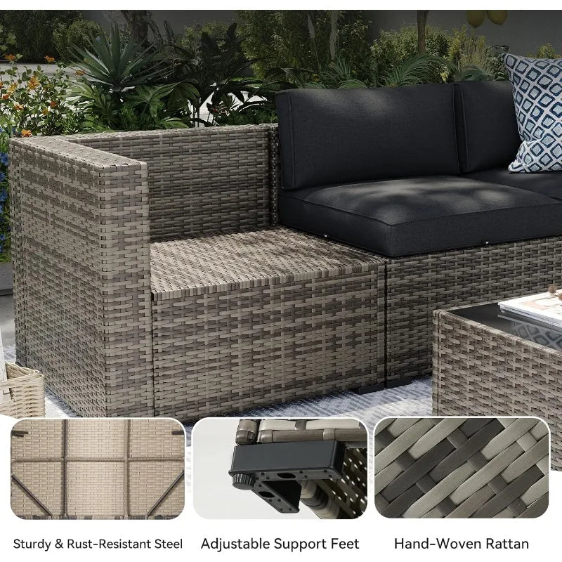 Patio 8 Piece Wicker Furniture Set With Hidden Storage Table