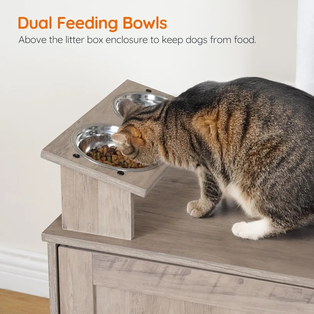 Multi Functional Cat Tree With Hidden Litter Box Enclosure