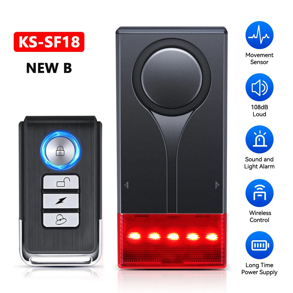 Awapow Wireless Vibration Bike Alarm With Remote Control 110dB