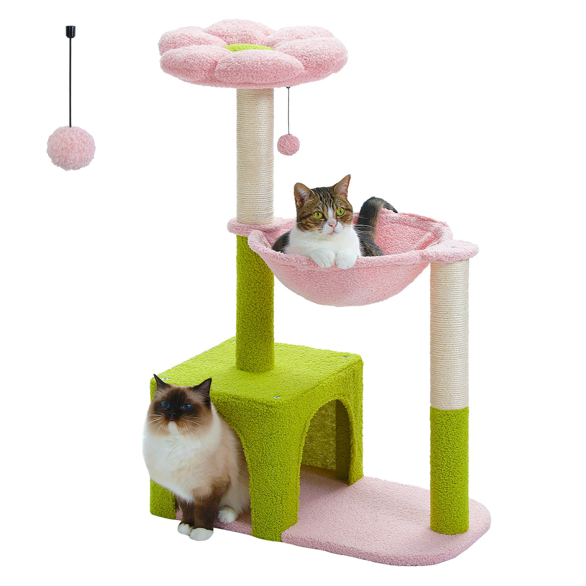 PETEPELA Flower Cat Tree With Hammock And Sisal Scratching Posts