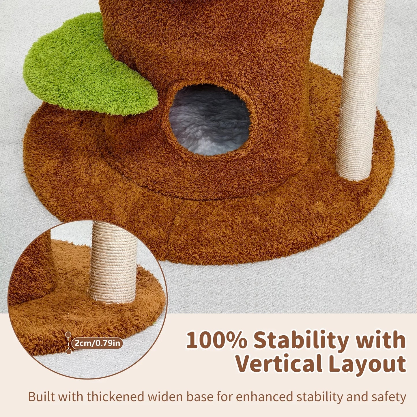 Wooden Cat Tree Tower With Crown Perch Plush Steps Cats