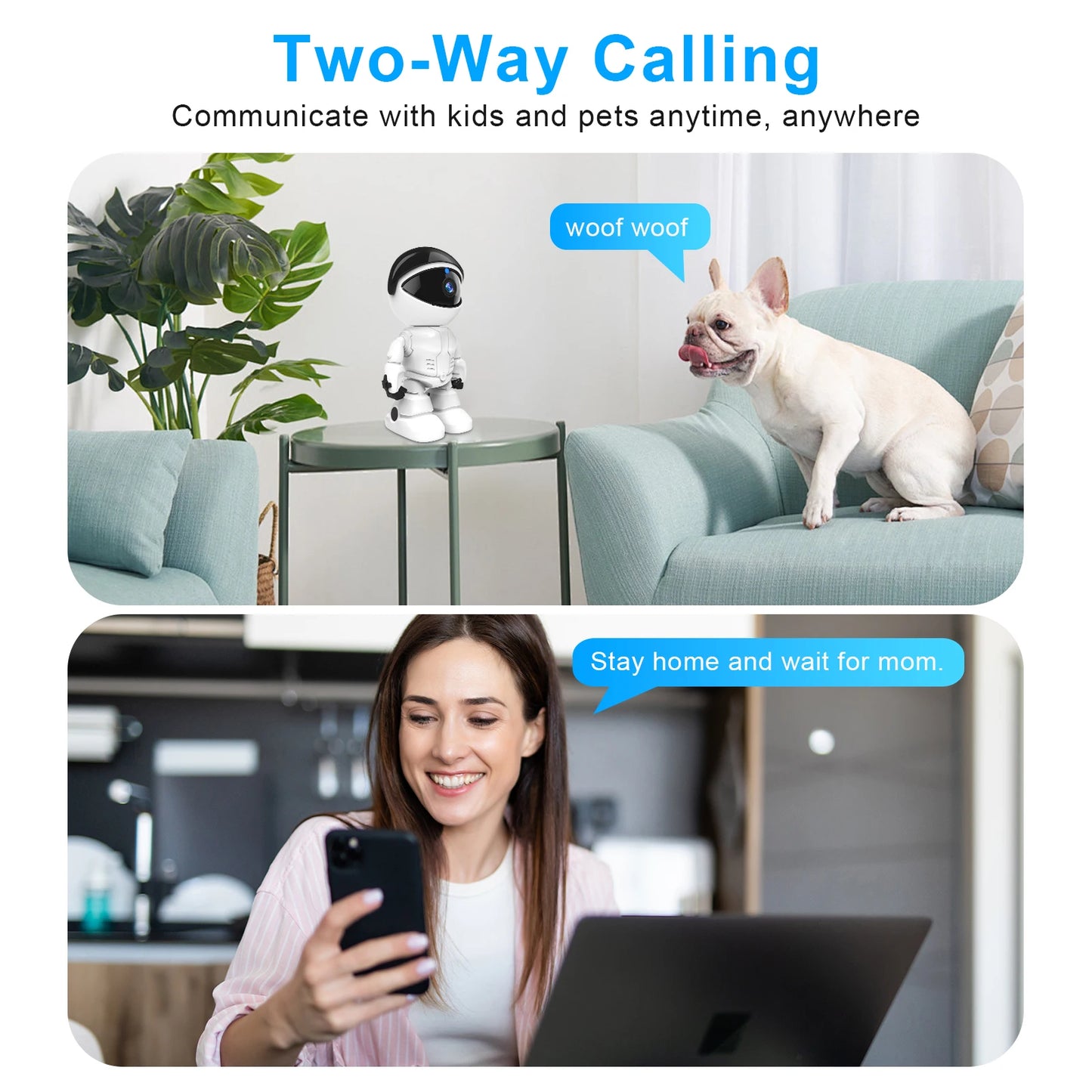 Wescuu 3Mp Wifi Robot Camera Night Vision Auto Tracking Monitor