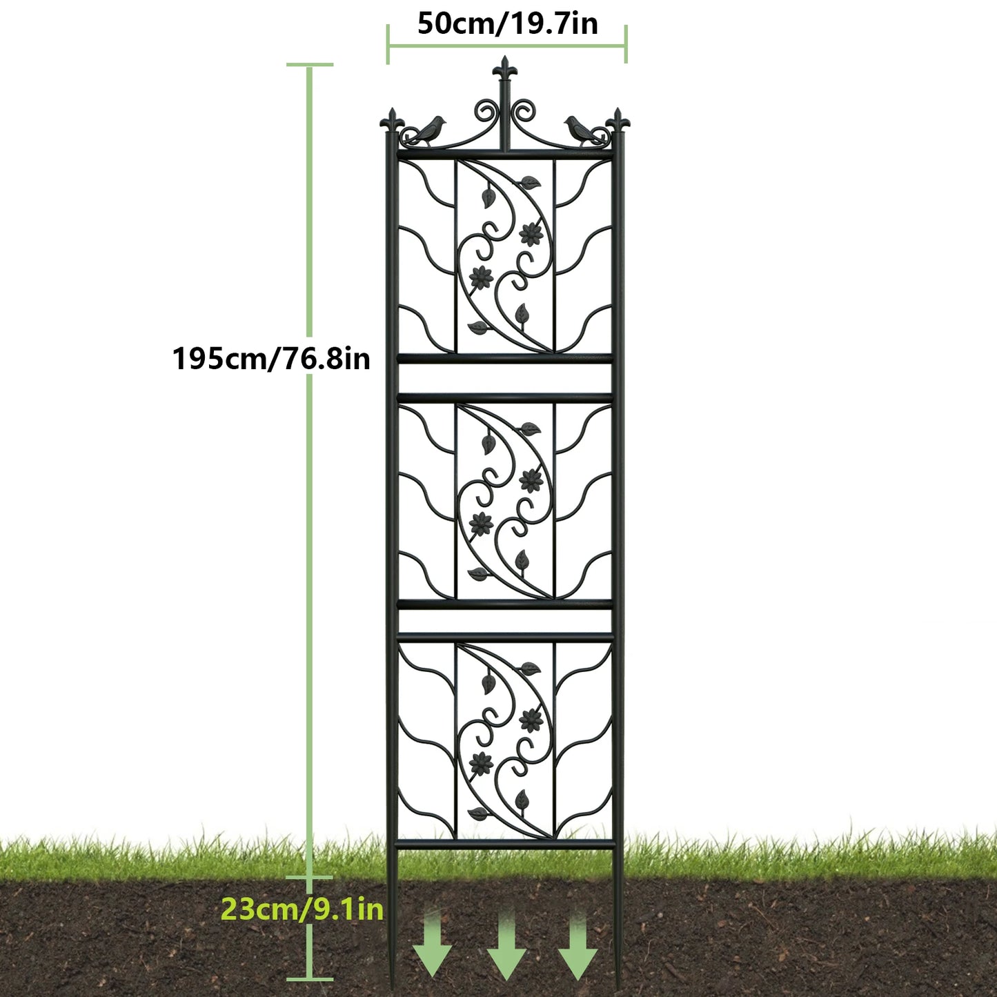 Iron Garden Trellis Fence Panel, Outdoor Lattice For Climbing Plants