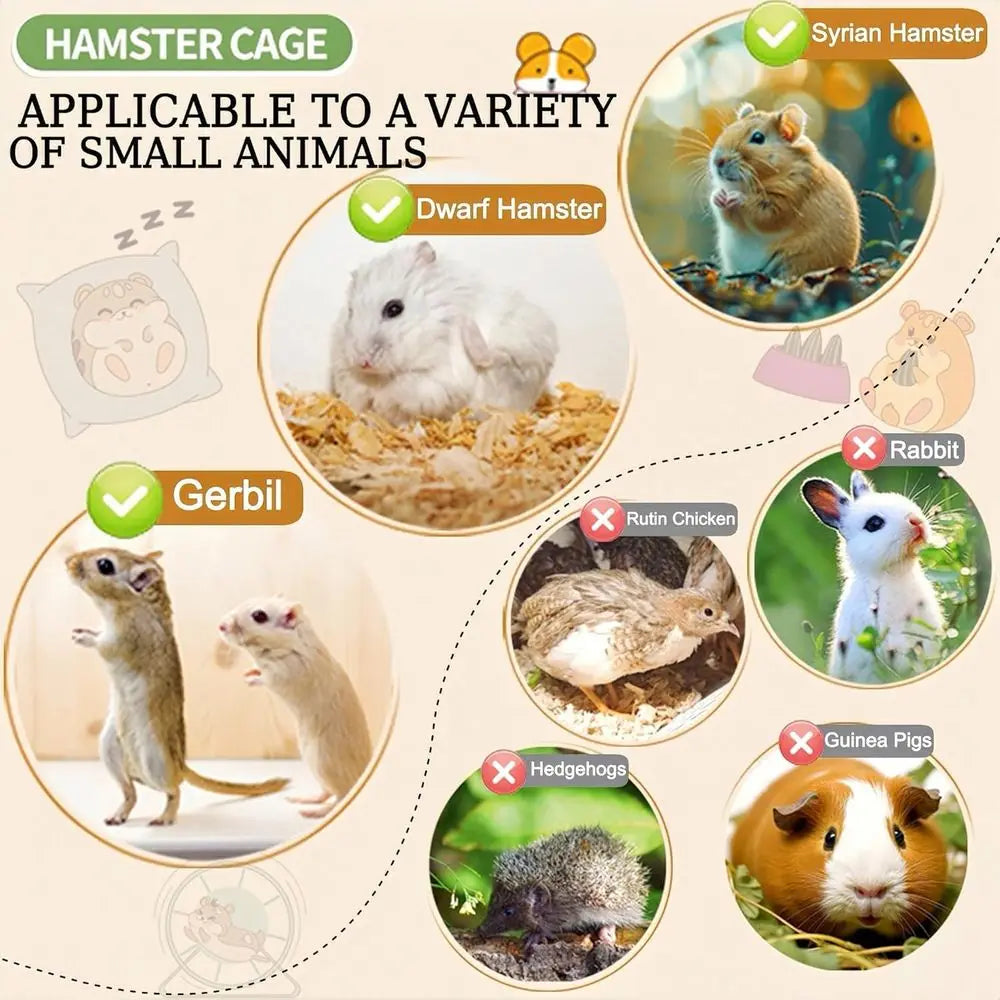 17 in 1 Clear Acrylic Hamster Cage with All Accessories, 13.5''L x 10''W x 21''H Dwarf Hamster Cage, Magnetic Contion Small Hams