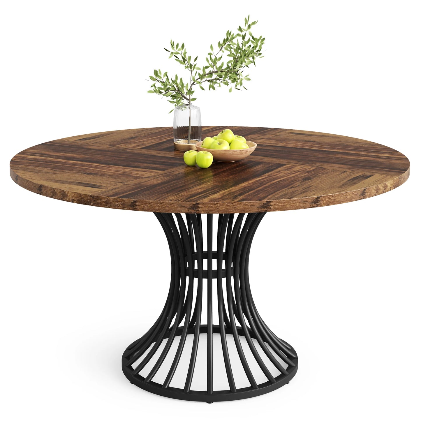 Tribesigns Round Wooden Dining Table With Sturdy Metal Base