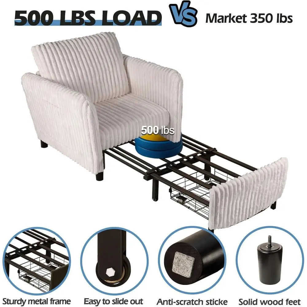 Sleeper Chair, 84" Extra Long Convertible Chair Bed, Upgraded 3-in-1 to 4-in-1 Pull Out Chair & Single Soa Bed or Adult, Sleng C