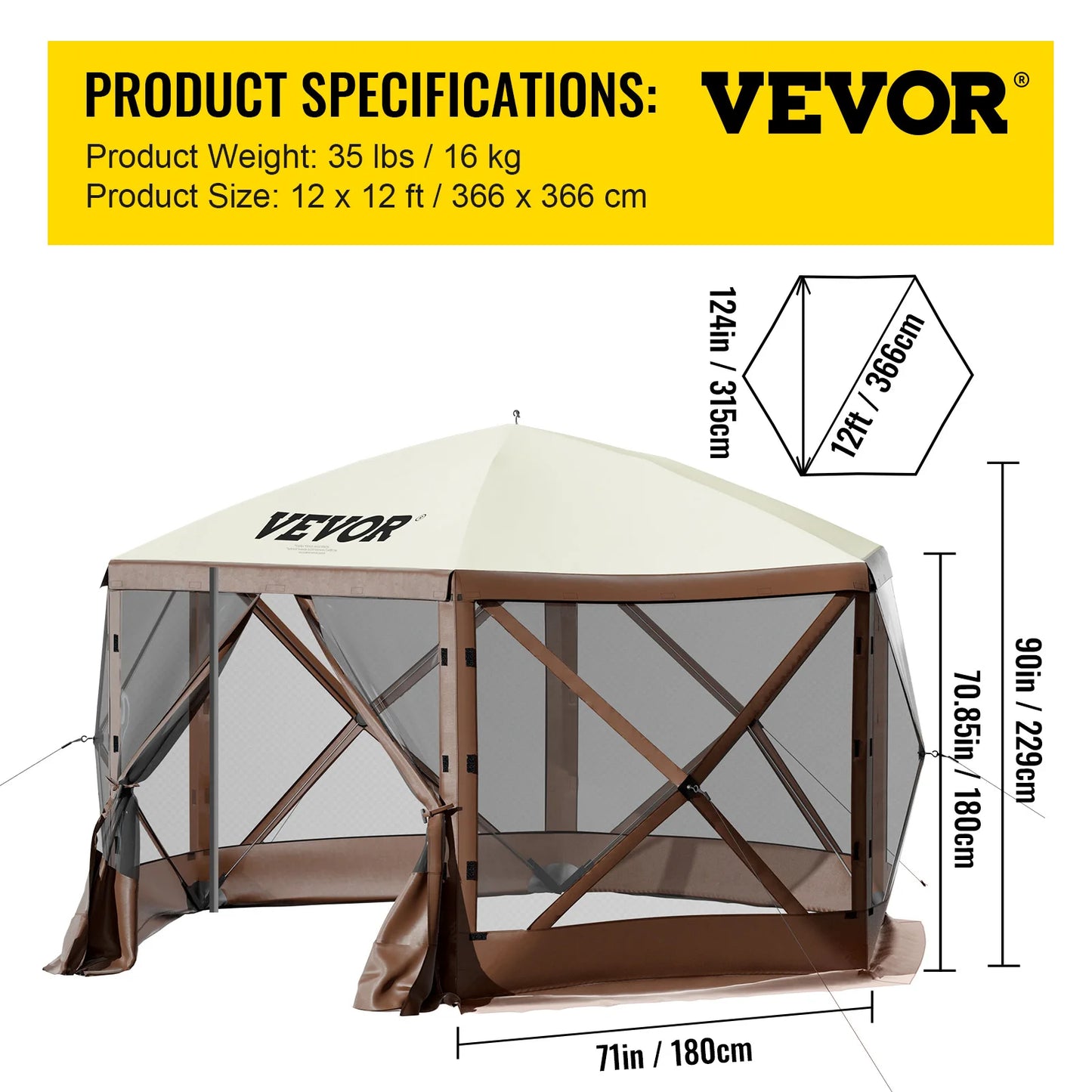 SucceBuy Pop Up Camping Gazebo Canopy Tent Sun Shade Shelter