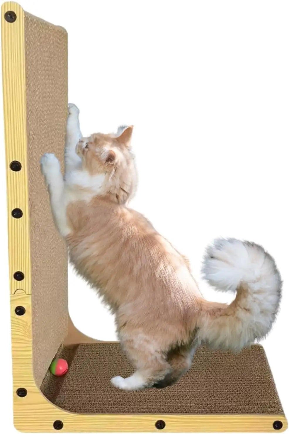 L Shaped Cat Scratcher 23.6 Inch Vertical Scratching Board Wall Mounted Durable Cardboard Scratch Pad with Ball Toy Protects
