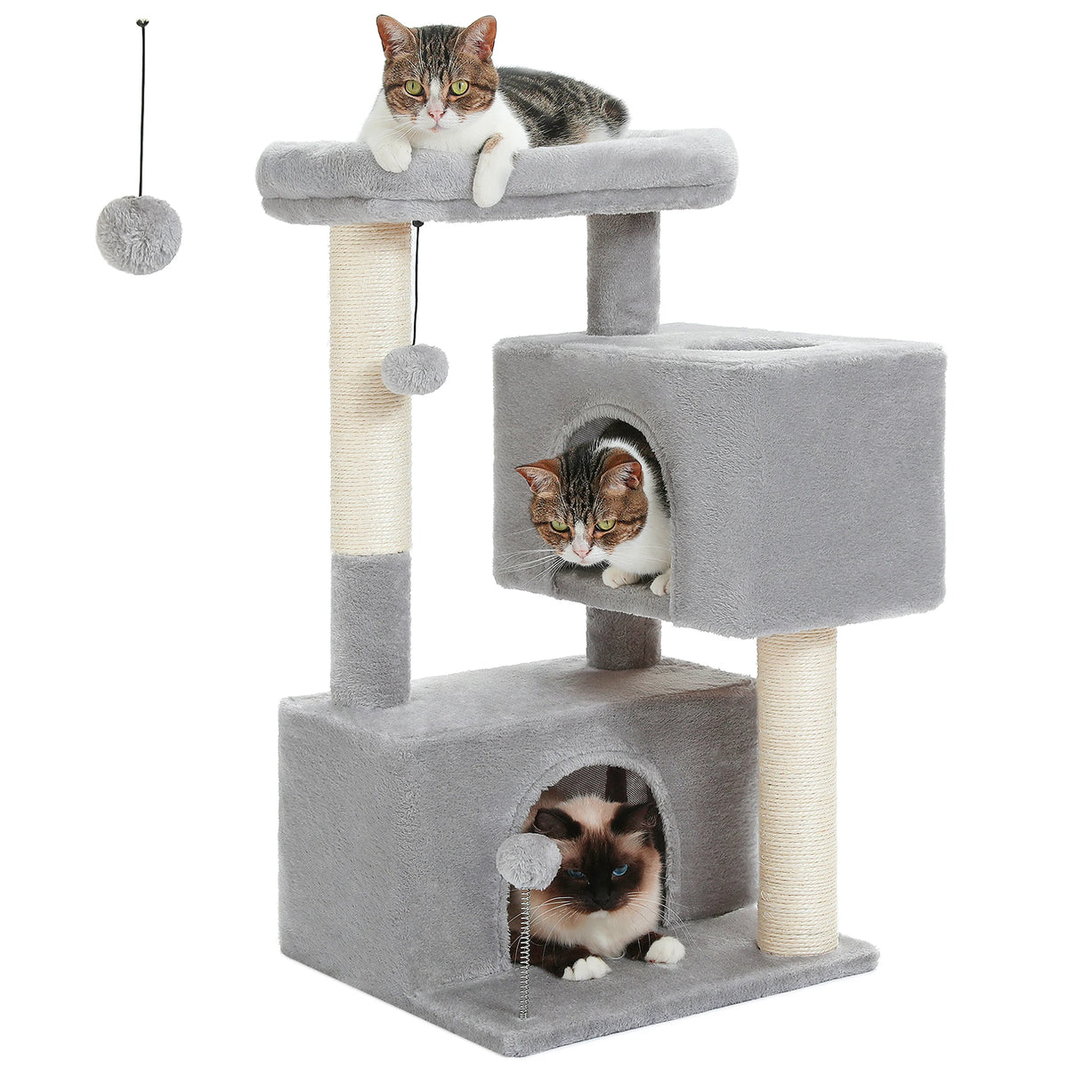 Multi-Level Cat Tree Tower with Sisal Scratching Posts Soft Padded Perch Large Cat Condo for Indoor Kitten Bed House Cat Toys