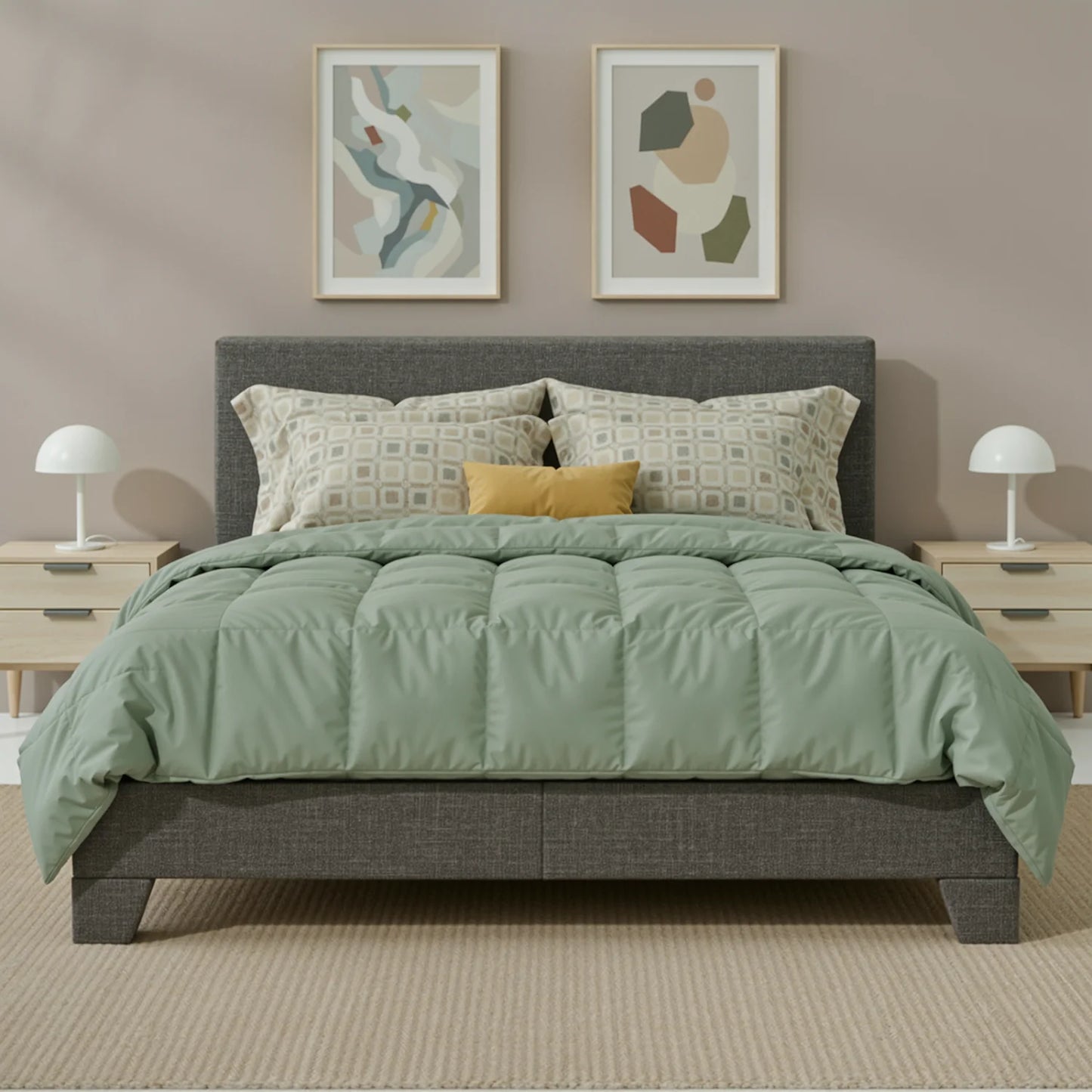 HOOMIC Upholstered Bed Frame Adjustable Linen Headboard And Quiet Support