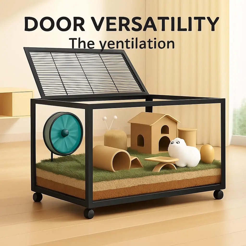 Studyset Hamster Cage With 360 Degree Viewing Wheels Chew Proof Doors