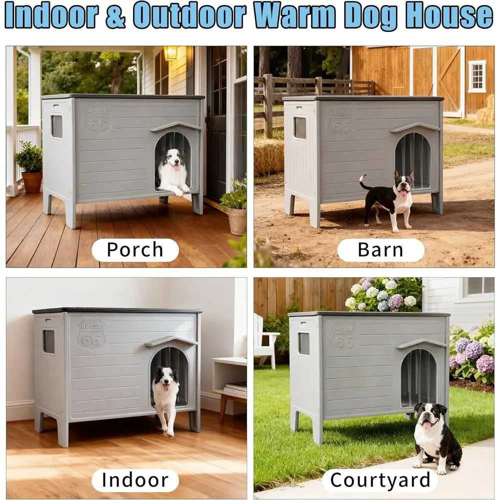 Durable Waterproof Plastic Dog House With Elevated Floor