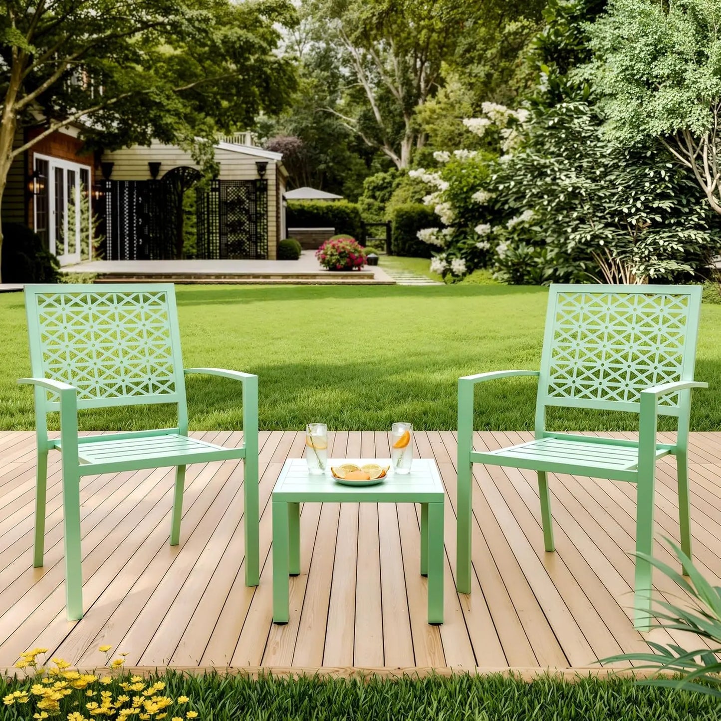 TWISTER.CK Patio Bistro Set 3 Piece With Table And Two Chairs