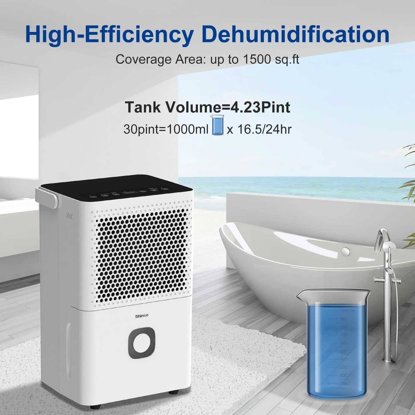 Shinco 30 Pint Dehumidifier For Home Basements With Drain Hose