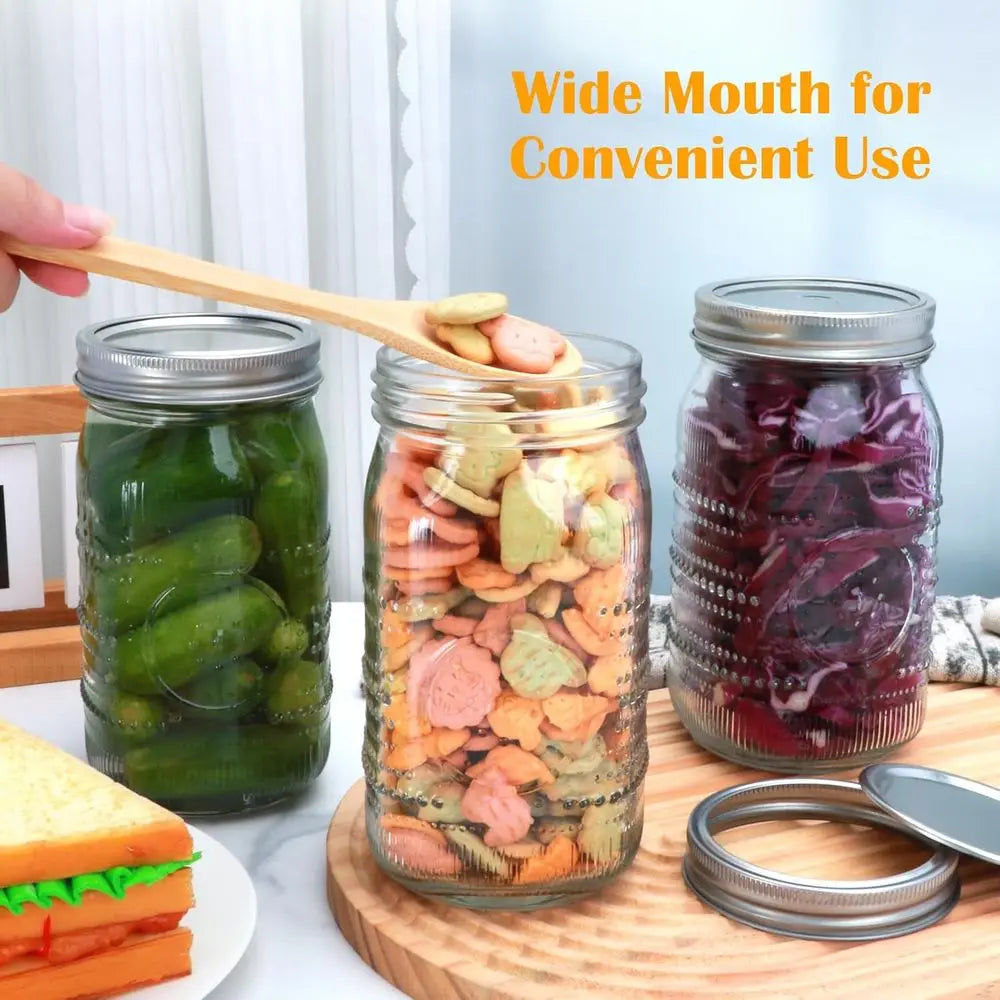Glass Canning Jars With Airtight Lids For Pickling And Preserving