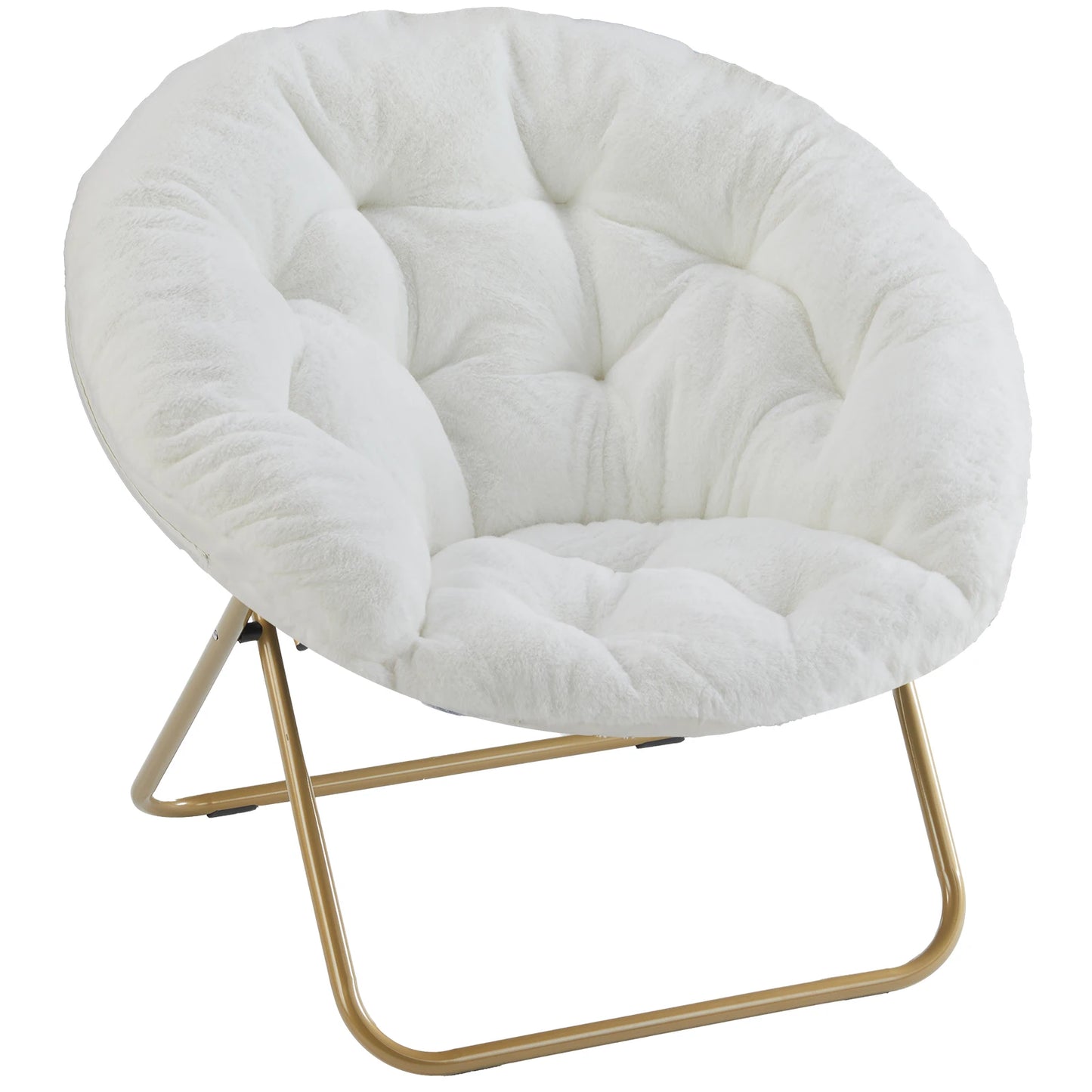 MCQ Ergonomic Faux Fur Folding Office Chair With Metal Frame