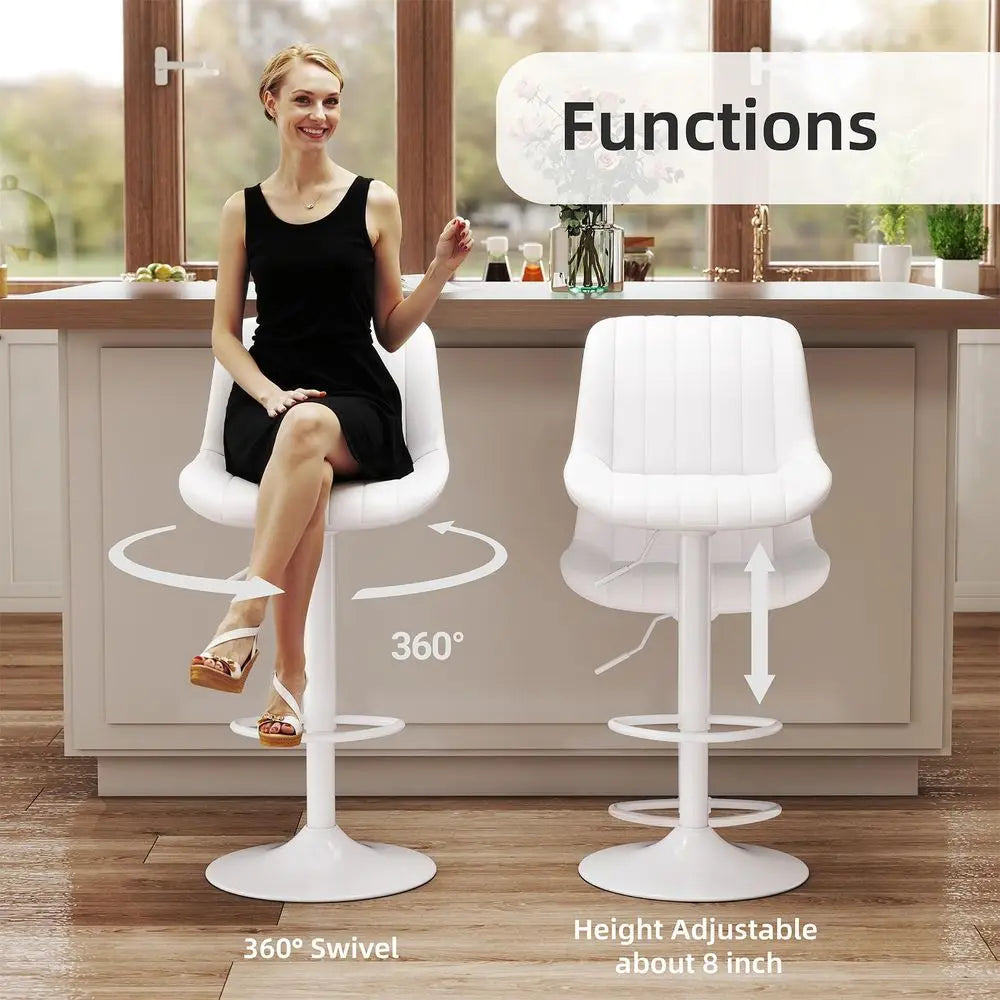 Bar Stools Set of 4, Swivel Counter Height Barstools with Back, Adjustable PU Leather Bar Chairs, Modern Armless Kitchen Island