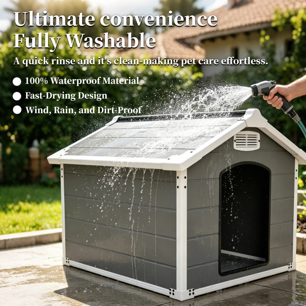 Dog House for Large Breeds, Outdoor Indoor Heavy Duty Pet House, Waterproof UV Protected, Scratch Resistant Double-Wall PP Board