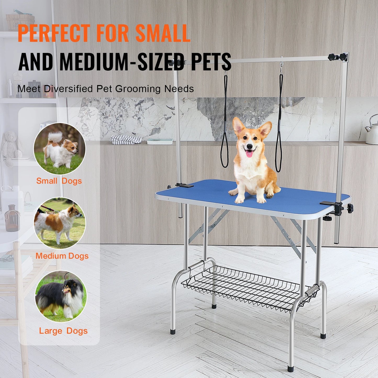 SucceBuy Stainless Steel Pet Grooming Table With Arms For Dogs