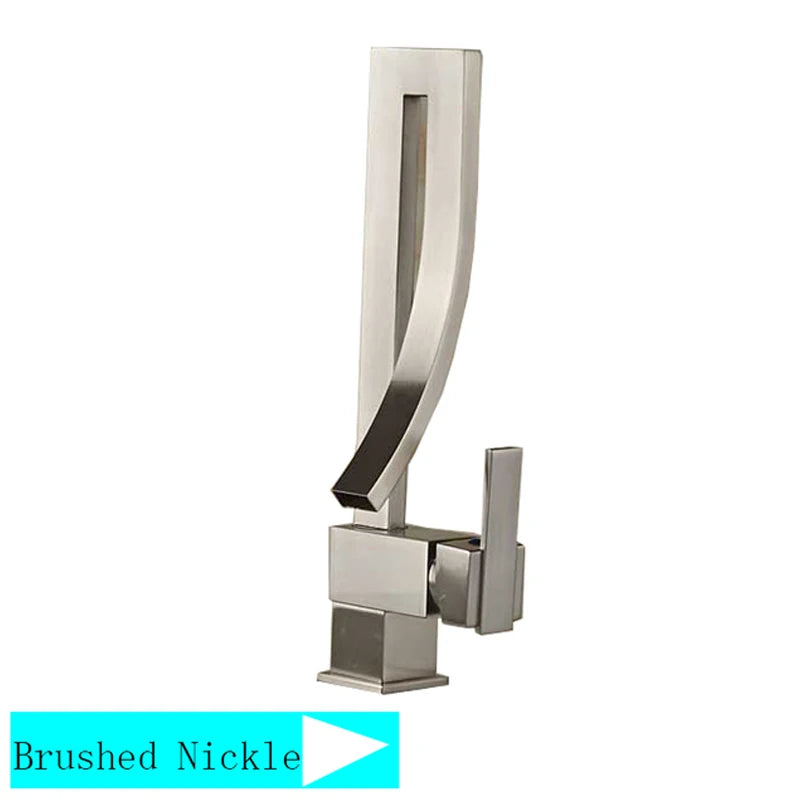Wanmivezlo Brass Deck Mounted Basin Faucet Waterfall Mixer Tap