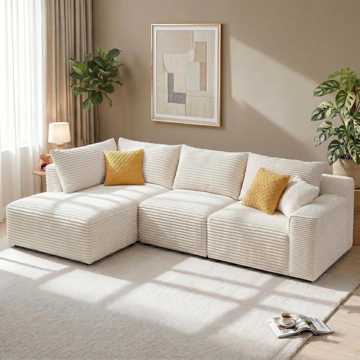 98" Boneless Modular Sectional Sofa with Deep Seat Oversized L-Shape Chaise for Living Room Apartment Small Space, Custom
