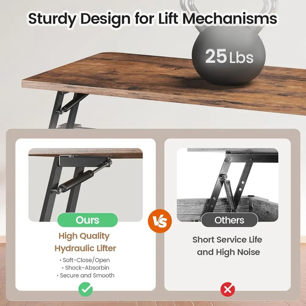Farmhouse Lift Top Coffee Table With Hidden Storage
