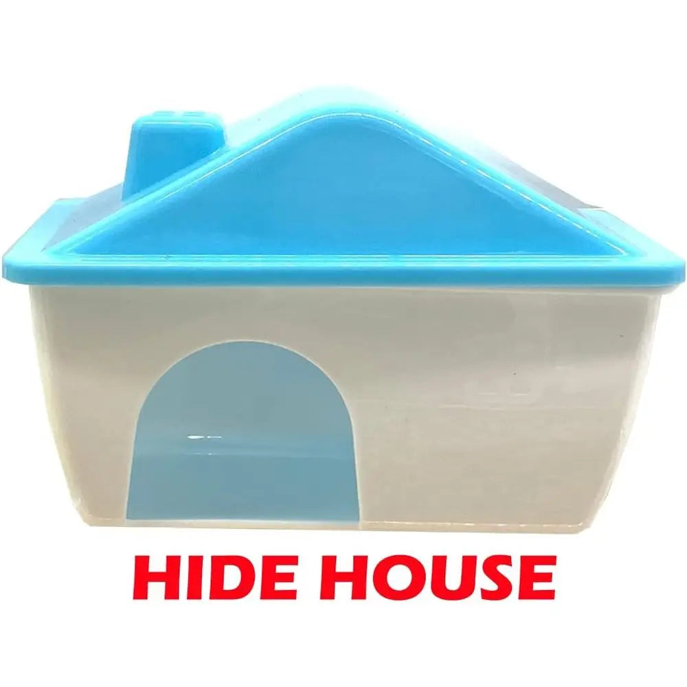 2-Tiers Acrylic Clear Easy Setup Deluxe House Habitat with Large Running Wheel, Water Bottle, Food Bowl, Hide House, Deep Base,