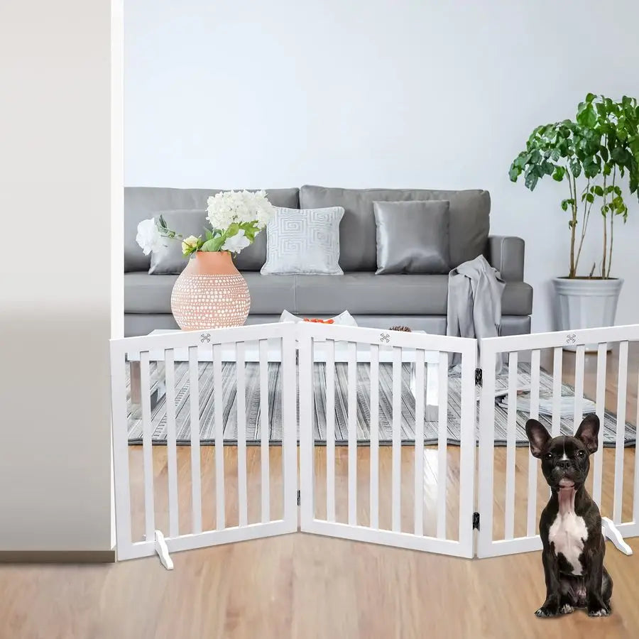 Freestanding Wooden Pet Gate Three Panel for Doorways and Stairs
