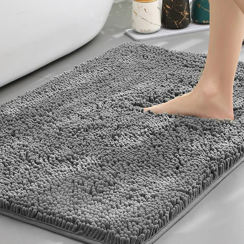 Ultra-Soft Chenille Plush Bath Mat, Super Absorbent, Machine Washable