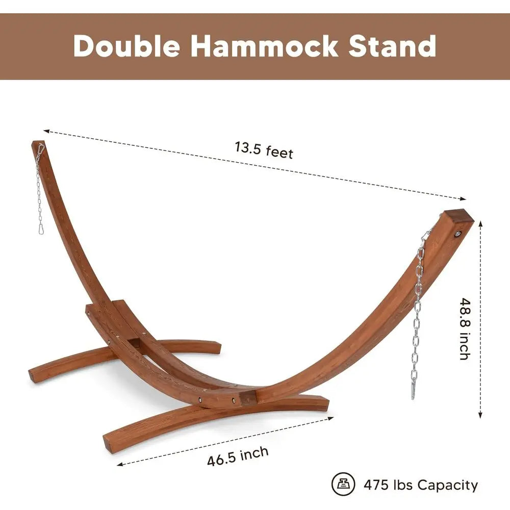 SUNCREAT Heavy Duty Larch Wood Hammock Stand With Chains and Carabiners