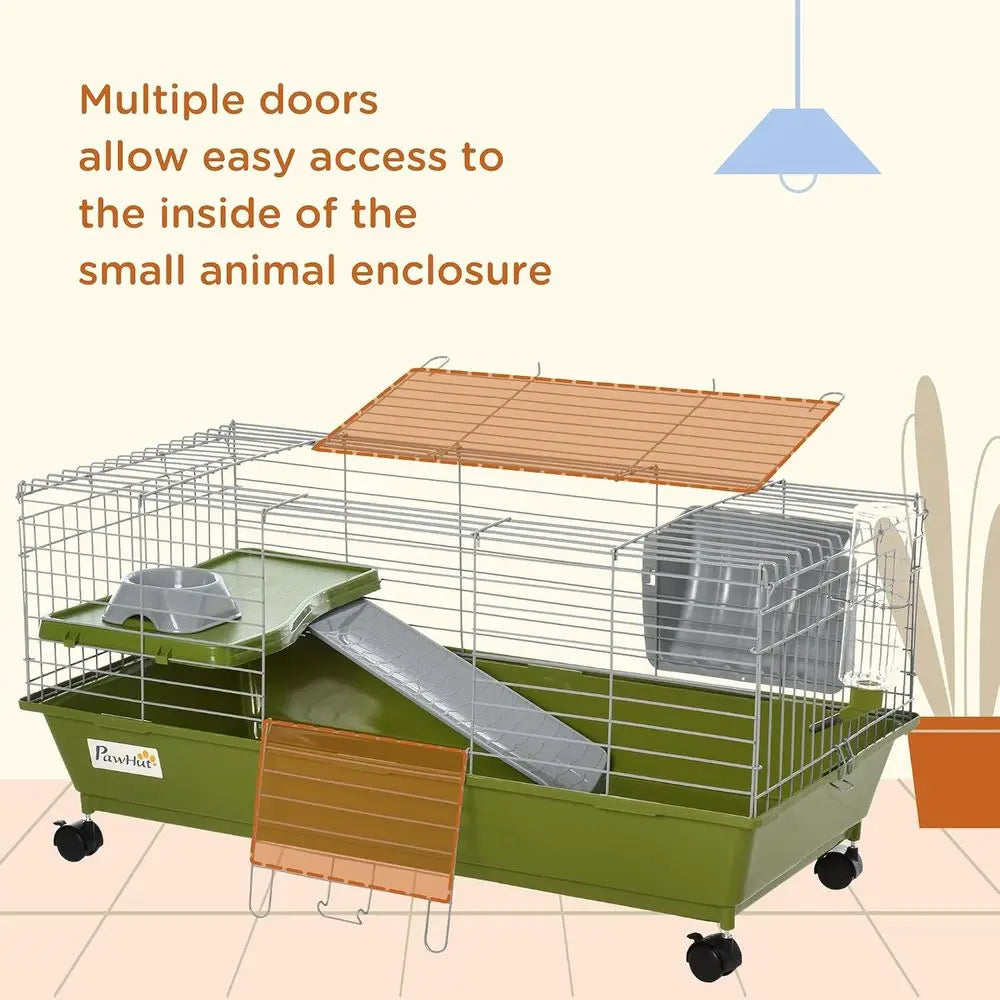 Rolling Small Animal Cage With Feeder Bottle And Platform