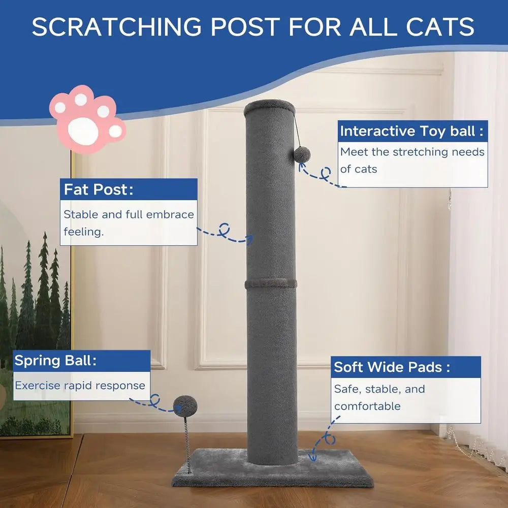 Cat Scratching Post Carpet Scratching Post 41 for Indoor Cats, Tall Cat Scratch Post, Carpet Cat Scratcher with Replaceable Toys