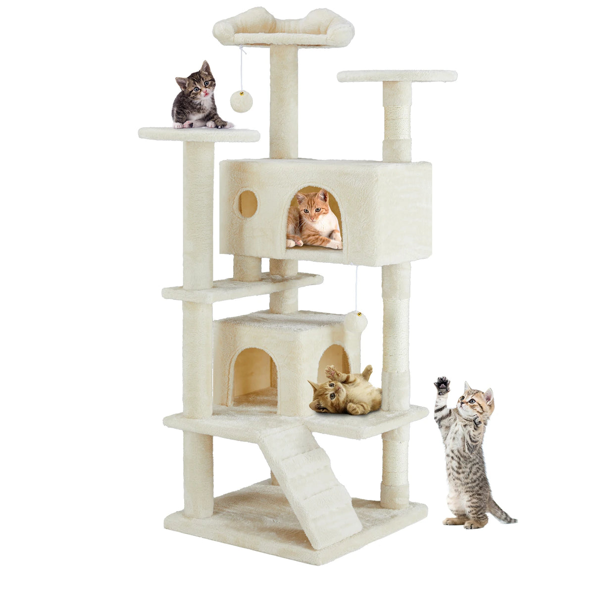 JHK 54in Tall Multi-Level Cat Tree Tower for Indoor Pet Furniture Stable Kitty Play House with Sisal Scratching Post for Home