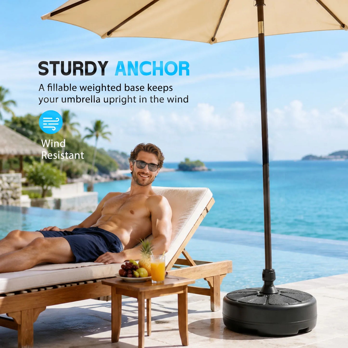 Heavy Duty Round Patio Parasol Base Stand For 36mm Umbrella Pole