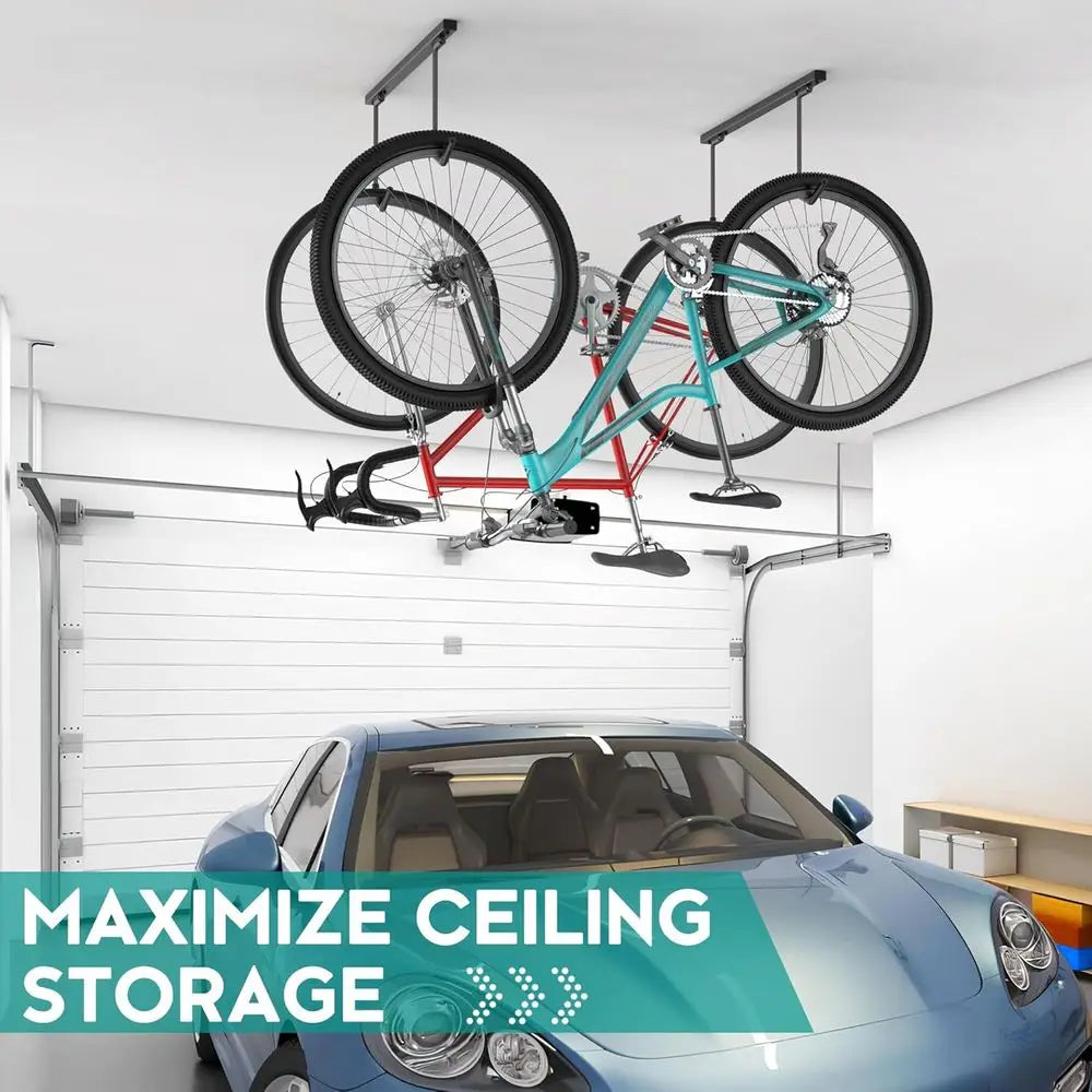 Ceiling Mounted Bike Racks or Garage, Indoor Bike Storage Hanger with Adjustable Cycling Hooks for 2 to 4 Bikes, Holds up to 260