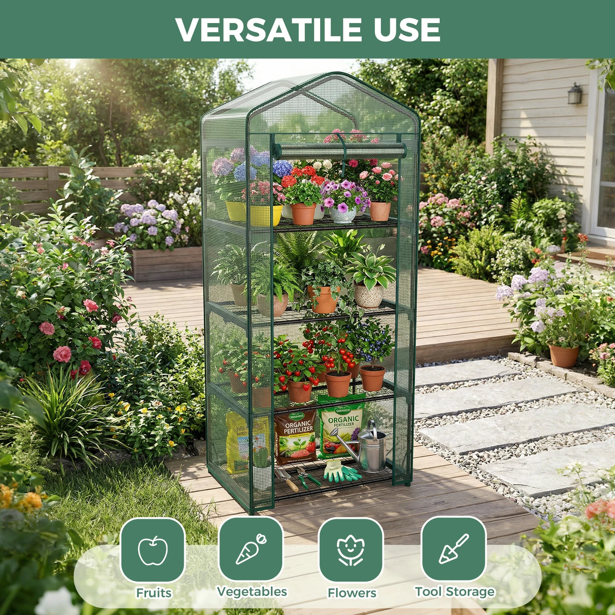 Portable Indoor Greenhouse With Multi Tier Plant Growing Rack