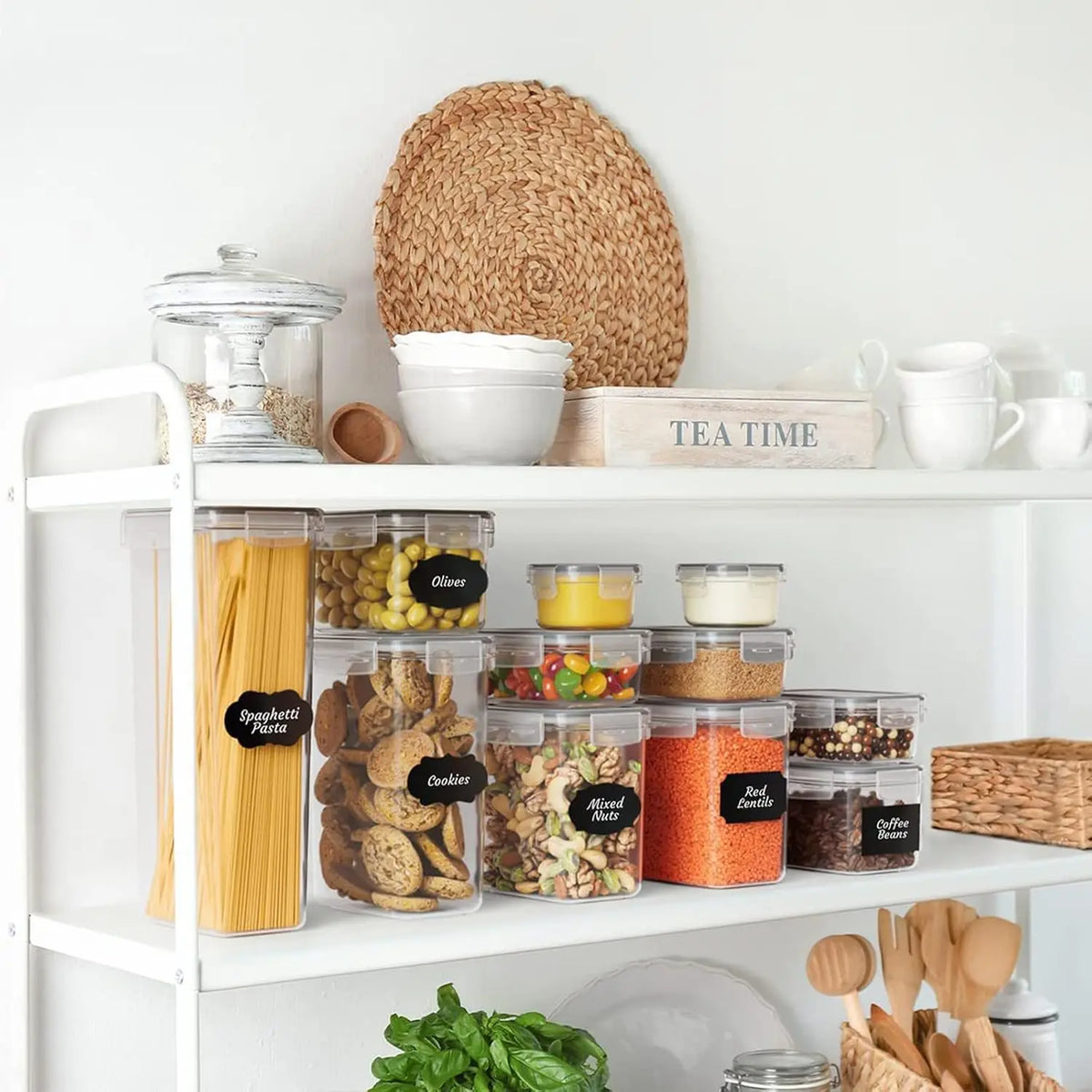 Airtight Stackable Food Storage Containers With Labels for Kitchens