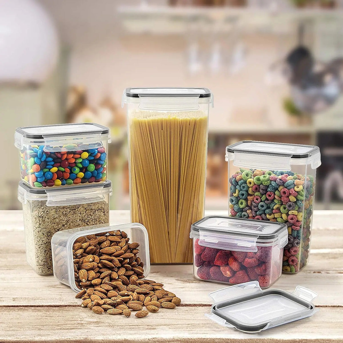 Airtight Food Storage Containers With Labels And Pen For Pantry