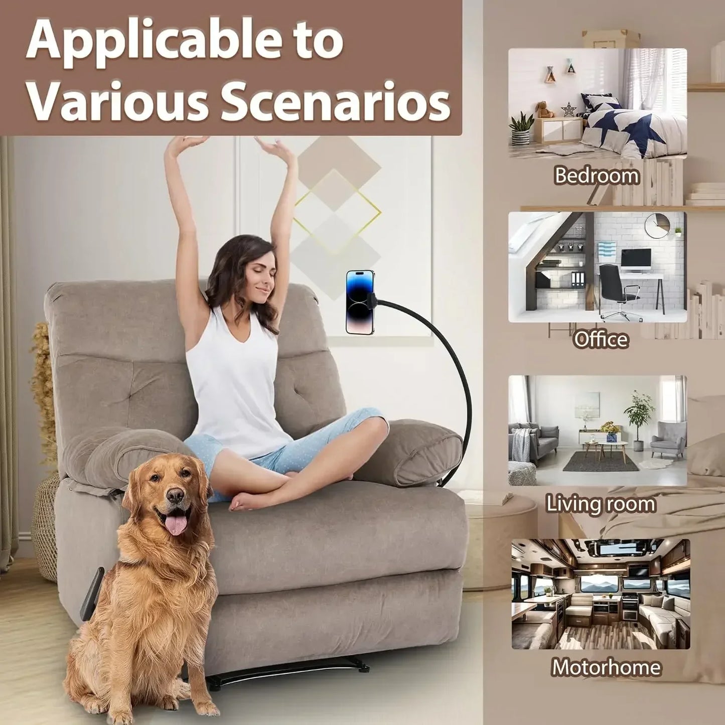400lbs Heavy Duty Manual Oversized Recliner Chair, Extra Wide Big Man Recliner with Phone Holder for Adults, Customized