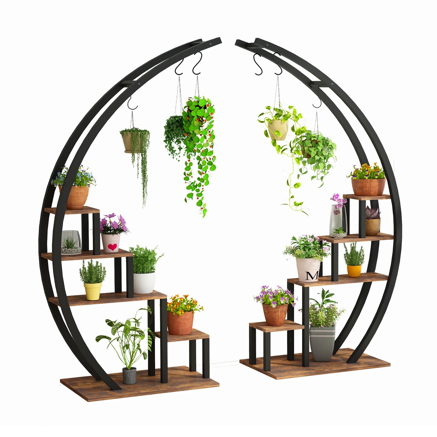 TWISTER.CK 5 Tier Half Moon Metal Plant Stand 2-Pack