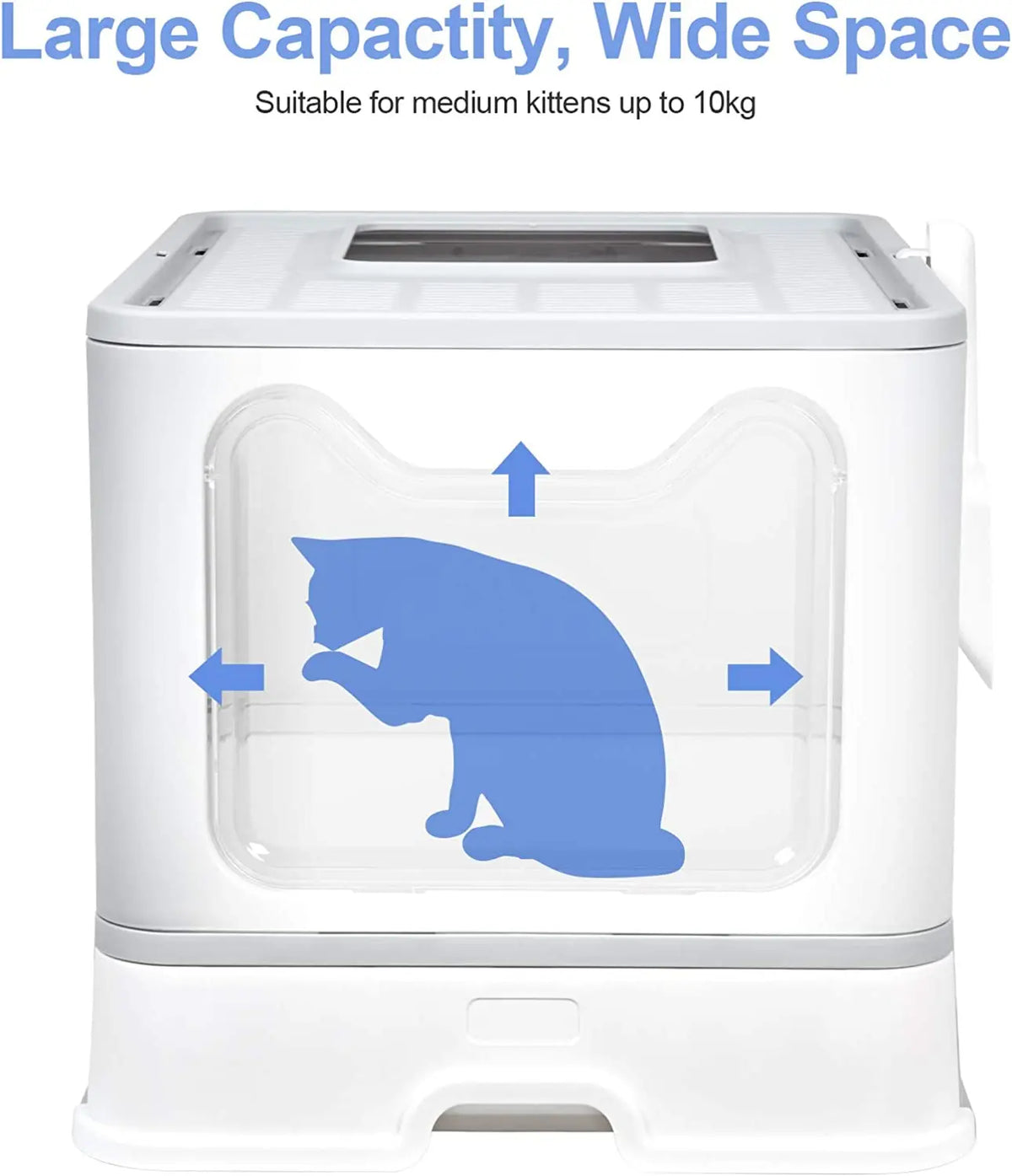 Foldable Hooded Cat Litter Box With Scoop And Storage Drawer